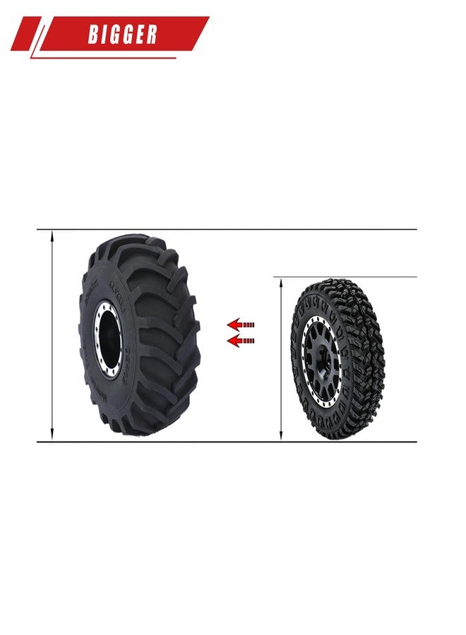 RCAWD SCX24 Monster Truck Wheels and Tires Set Big Alloy Beadlock Rim for Axial 1/24 SCX24 & AX24 Series 70MM*32MM Black - Image 4